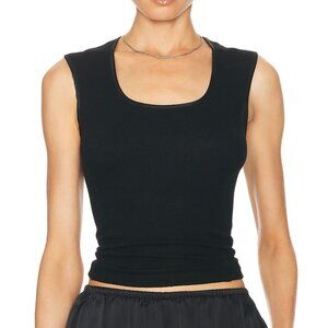 SABLYN Sabrina Fitted Scoop Neck Tank Top With Seaming in Black knit sweater